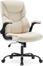 Office Chair: High-Quality, Pu Leather, Swivel Task Chair With, And White Color. - £100.40 GBP