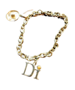 Cruise Diamond International Gold Tone Di Charm Bracelet 7.5&quot; With Sumbe... - $7.35