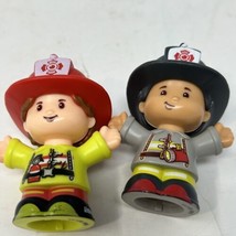 Fisher Price Little People Firefighter Figures Girl &amp; Boy Helping Others 2016 - £6.99 GBP