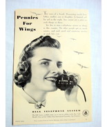1939 Ad Bell Telephone System Pennies For Wings - $13.70 CAD