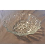 Frosted Glass Fruit Bowl Master Berry from Indiana Glass Wild Rose Patte... - $57.00