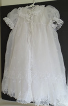 New Baby Christening Baptisim 4 Piece Organdy Sateen Gown Dress Medium USA - £52.87 GBP