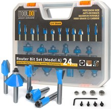 Router Bit Set 24 Pieces, 24A (24 Pcs Model A）, 1/4 Inch Shank, Professional - $37.92