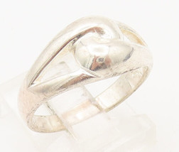 925 Sterling Silver Vintage Ring Solid Loop Lock Knot Carved Sz 8  RG27843 - $31.15