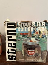 Vintage Camping Stove Sterno Stove Fuel Combo Pak Folding Outdoor Cooking - £19.34 GBP