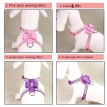 Pet Chest Harness Rhinestone Bow Small Dog Traction Rope Walking Cat Che... - £11.61 GBP+