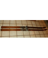 Pair of Antique Oak Skis Wooden Skis - $434.43