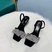 2021 POWEE New Crystal High Thin Heel Sandals  Design Sexy Quality Genuine Leath - £120.03 GBP
