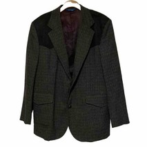 Pendleton Virgin Wool Tweed Suede Western Blazer Herringbone Men 44 Blac... - £63.39 GBP
