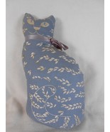 Vintage Stuffed Cat Shelf Sitter/Pillow Hallmark 1987  9&quot; Tall Blue and ... - $18.50