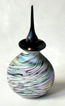 Vintage Silvestri Iridescent Blue Hand-Blown ArGlass Perfume Bottle with Stopper - £27.07 GBP