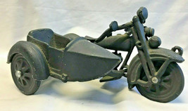 Cast Metal Black Motorcycle w/ Side Car Vehicle Bike Rig Hack Combination - $69.95