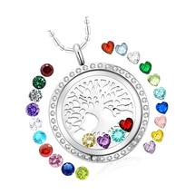 Family Tree of Life Floating Charm Locket Necklace - £46.26 GBP