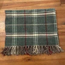 Vintage Wool Green Plaid Fringe Throw Blanket Woven by The Goodwin Guild 48x96 - £70.88 GBP