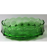 Fostoria Coin Emerald Green Glass Oval Dish Scalloped Edges Mid Century 9&quot; - $59.39