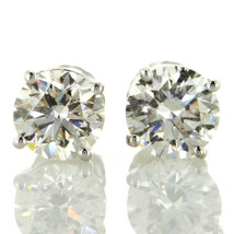 2.02 Carat Diamond Stud Earrings Round Shape Real H/I VS2/SI1 14K White Gold - £4,976.84 GBP
