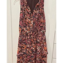 Evereve Dress Tiered Dress - BROWN with Purple and other colors NEW LARGE - $24.75