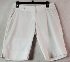 adidas Shorts Womens Size 4 White Pockets Flat Front Light Wash Slit Log... - $19.84