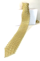 Retro Gold Tone Plastic Ball Beaded Neck Tie Necklace Halloween Costume sexy - £18.44 GBP