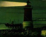 Winter Island Lighthouse by Moonlight Salem Willows MA 1912 DB Postcard - $11.54