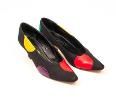 Fabric and Leather Women&#39;s Heels Black US 8 AA Paloma - $24.74