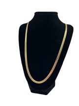 Vintage Gold Tone Herringbone Snake Chain Necklace Stamped Korea 25&quot; - £9.52 GBP