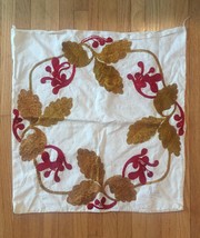 Vintage 40s Crewel Embroidered Floral 22" Square Pillowcase #3091
