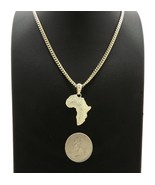 New Africa Pendant 18&quot;,20&quot;,24&quot; Box, Rope, Cuban Chain Hip Hop Necklace X... - $16.10