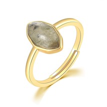 LAMOON 925 Sterling Silver Ring For Women Natural African Labrite Gemstone 14K G - £19.52 GBP