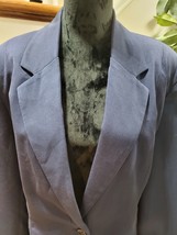Ashley Stewart Women Blue Solid Rayon Long Sleeve Single Breasted Blazer Size 20 - £38.39 GBP