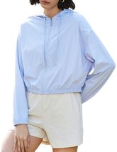 Flygo Women's UPF 50+ Cropped Athletic Zip Hoodie Jacket Blue Size XL - $439.55 MXN