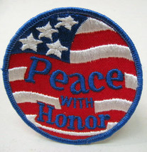 PEACE WITH HONOR flag  vintage 1960&#39;s embroidered cloth jacket shirt patch. - £9.56 GBP