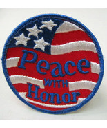 PEACE WITH HONOR flag  vintage 1960's embroidered cloth jacket shirt patch. - $12.00
