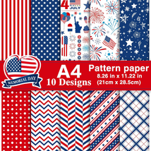 Morcheiong 45 Sheets 4Th of July Pattern Paper Set A4 Size Decorative Paper Doub - £10.45 GBP