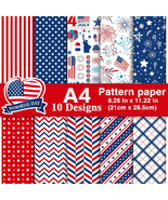 Morcheiong 45 Sheets 4Th of July Pattern Paper Set A4 Size Decorative Pa... - £10.51 GBP