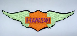large 12" KAWASAKI diecut figural  vintage motorcycle jacket or shirt  GIANT bac - $23.50