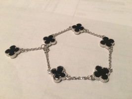 Onyx Silver Plated Surgical Steel Bracelet - £59.25 GBP
