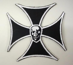 vintage IRON CROSS with SKULL motorcycle jacket patch - $17.50