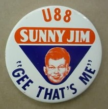 1973 SUNNY JIM tin litho GEE THAT&#39;S ME hydroplane pinback button - £3.93 GBP