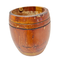 Vintage Souvenir Niagra Falls NY Brown Wood Barrel Mini Planter 3.25 x 3&quot; - £8.05 GBP