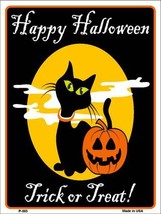 Happy Halloween Black Cat Metal Novelty Parking Sign - £17.49 GBP