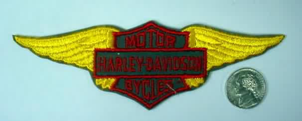 HARLEY DAVIDSON Yellow figural Wings vintage Motorcycle jacket or shirt patch - $13.50
