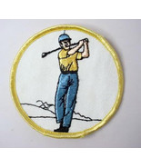 Figural GOLFER round golf golfing  vintage jacket patch - $8.50