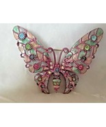 Joan Rivers Bejweled Butterfly Collection Pastel Pink Fantasy Enamel Pin... - £79.32 GBP
