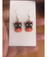 Black cat pumpkin, Non allergic, earrings for any occasion, Gift for her - $184.04 MXN