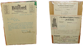 4 1915 THE BILLBOARD Correspondence Letterhead and Receipts Barron Count... - $29.99
