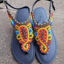 Modern Ladies Handmade beaded maasai sandals  - £23.49 GBP