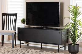 Larese Modern Dark Brown and Two-Tone Black and Gold Metal TV Stand - $143.00
