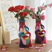 Face Vases for Flowers - GUGUGO Hand-Painted Head Flower Vase for Decor - £35.28 GBP