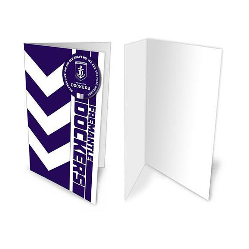 AFL Fremantle Guernsey Greeting Card with Badge - $28.97
